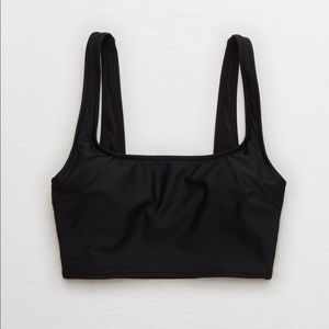 aerie longline scoop bikini top in black